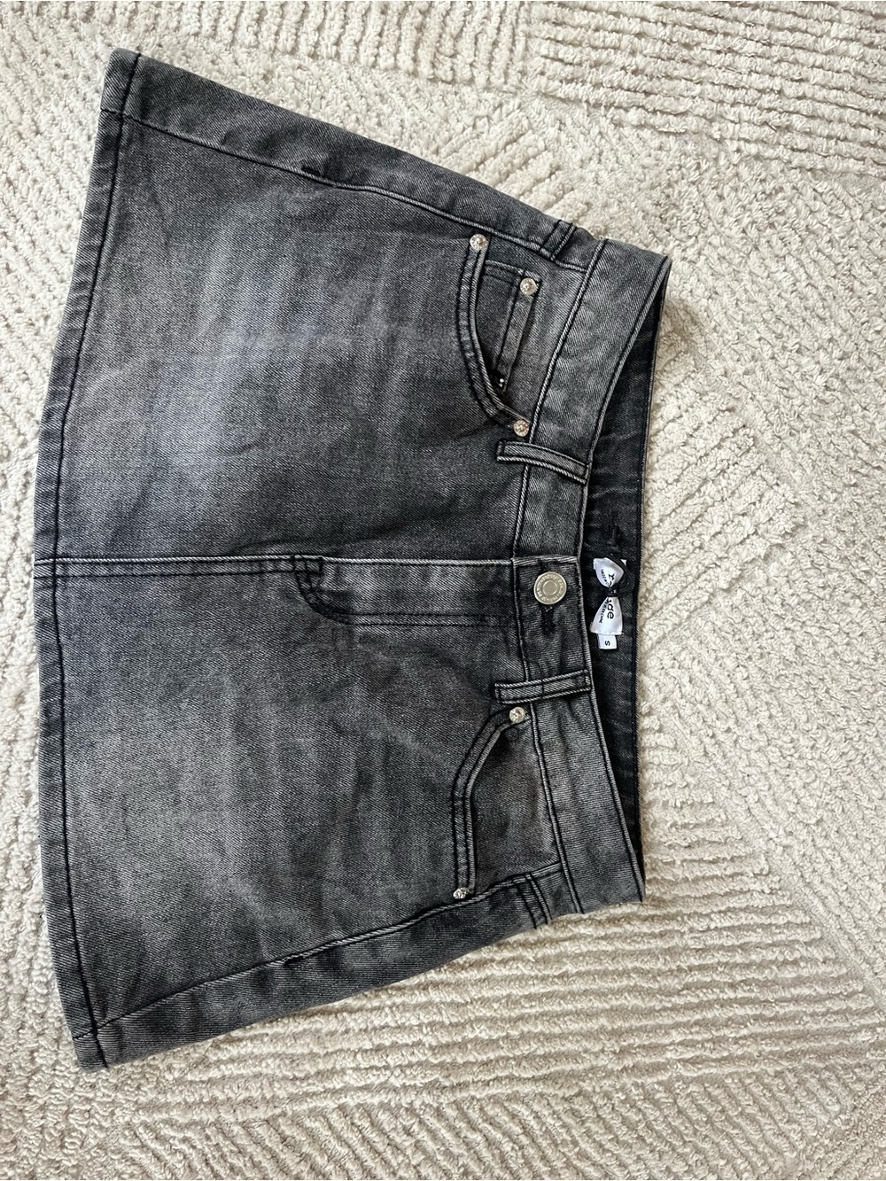 Charlotte Russe Black Washed Denim Mini Skirt